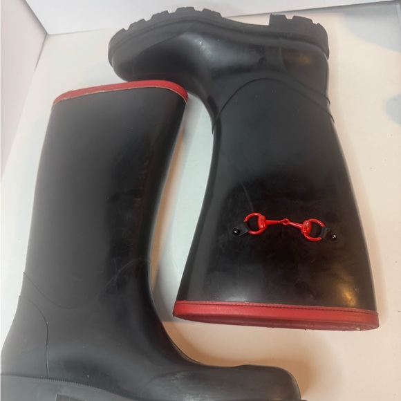 Gucci Black and Red Tall Rain Boots Size EU41 - Picture 5 of 10